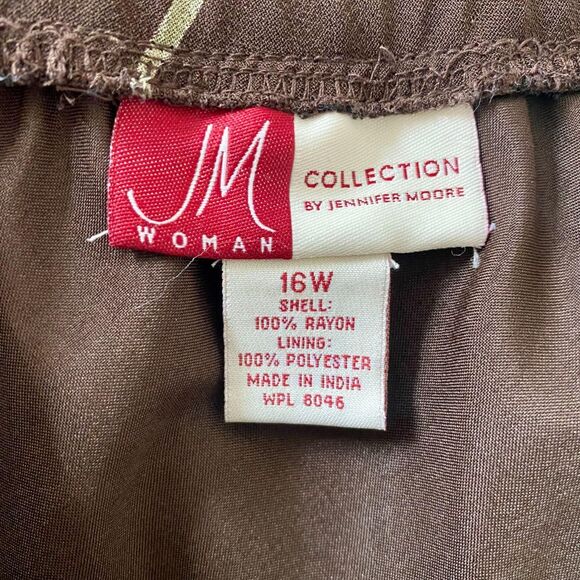 Deadstock JM Collection NWT Early 2000's Ruffle Brown Mesh Floral Midi Skirt 16W - Picture 6 of 6